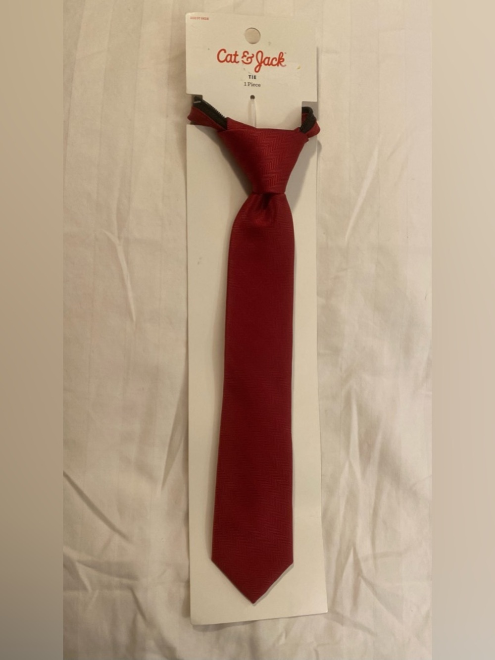 Cat & Jack Red Boys Zipper Tie Herringbone Pattern NWT